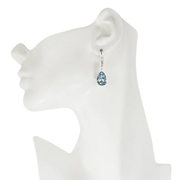 🎀Gorgeous Kirks Folly GODDESS TEARS Leverback Earrings Island Aqua &Silvertone - Picture 2 of 10